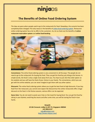 The Benefits of Online Food Ordering System