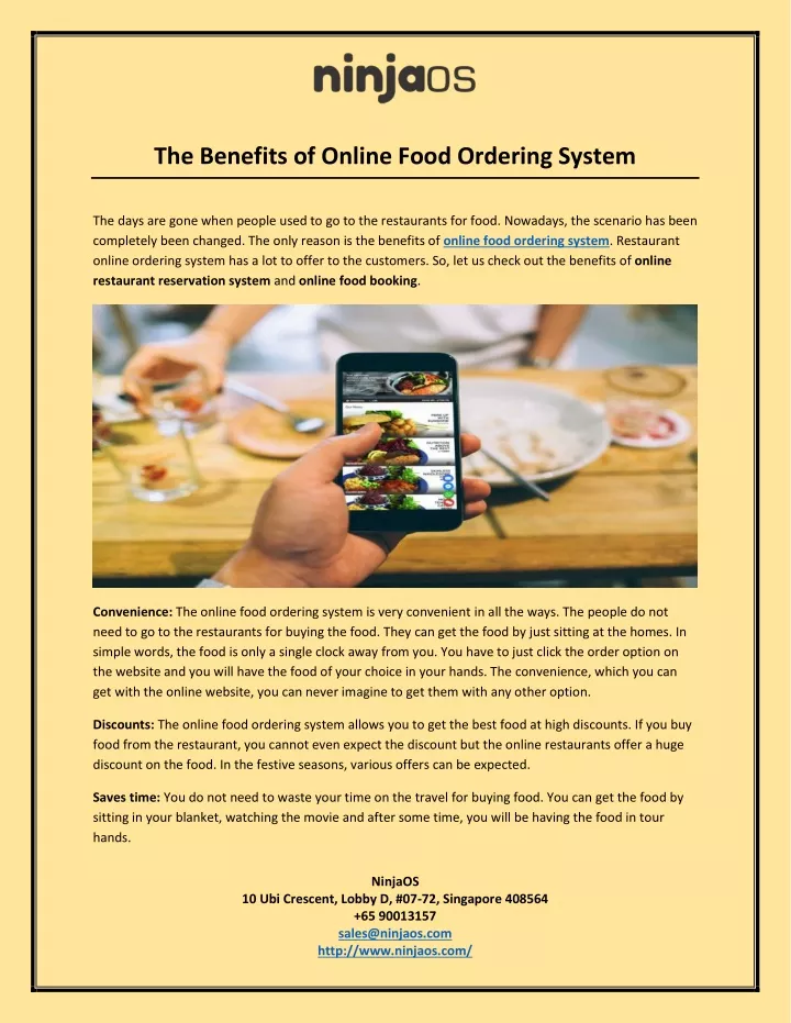 the benefits of online food ordering system