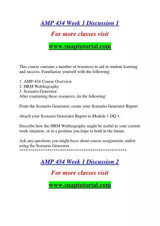 AMP 434 Education Redefined / snaptutorial.com