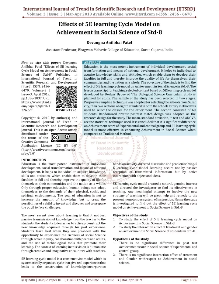 international journal of trend in scientific