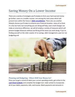 Saving Money On a Lower Income