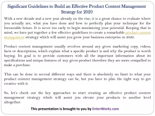 Significant Guidelines to Build an Effective Product Content Management Strategy for 2020
