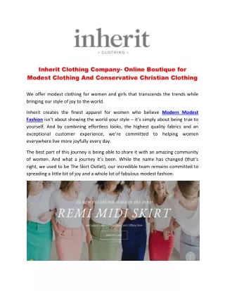 Inherit Clothing Company- Online Boutique for Modest Clothing And Conservative Christian Clothing
