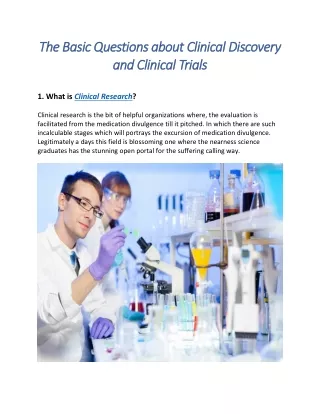 The Basic Questions about Clinical Discovery and Clinical Trials