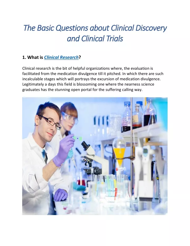 the basic questions about clinical discovery