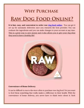 Why Purchase Raw Dog Food Online?
