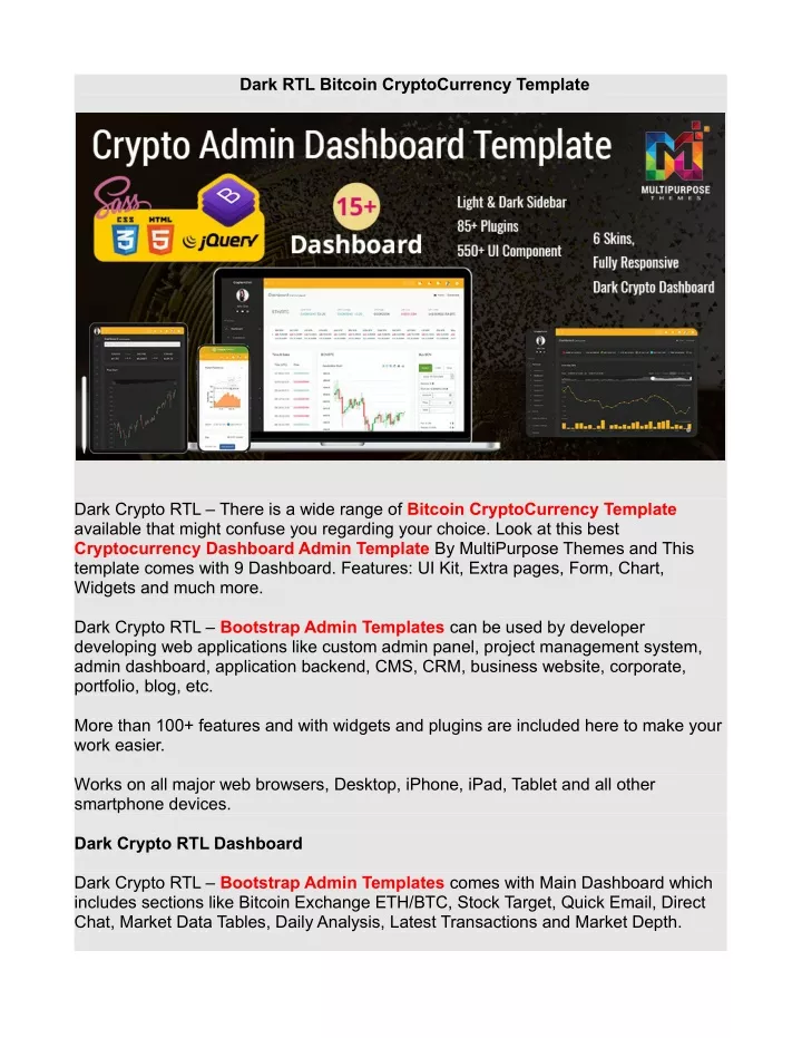 dark rtl bitcoin cryptocurrency template
