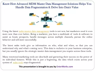 Know How Advanced MDM Master Data Management Solutions Helps You Handle Data Fragmentation & Delve Into Data's Value