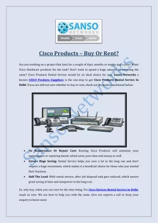 Cisco Products – Buy Or Rent?