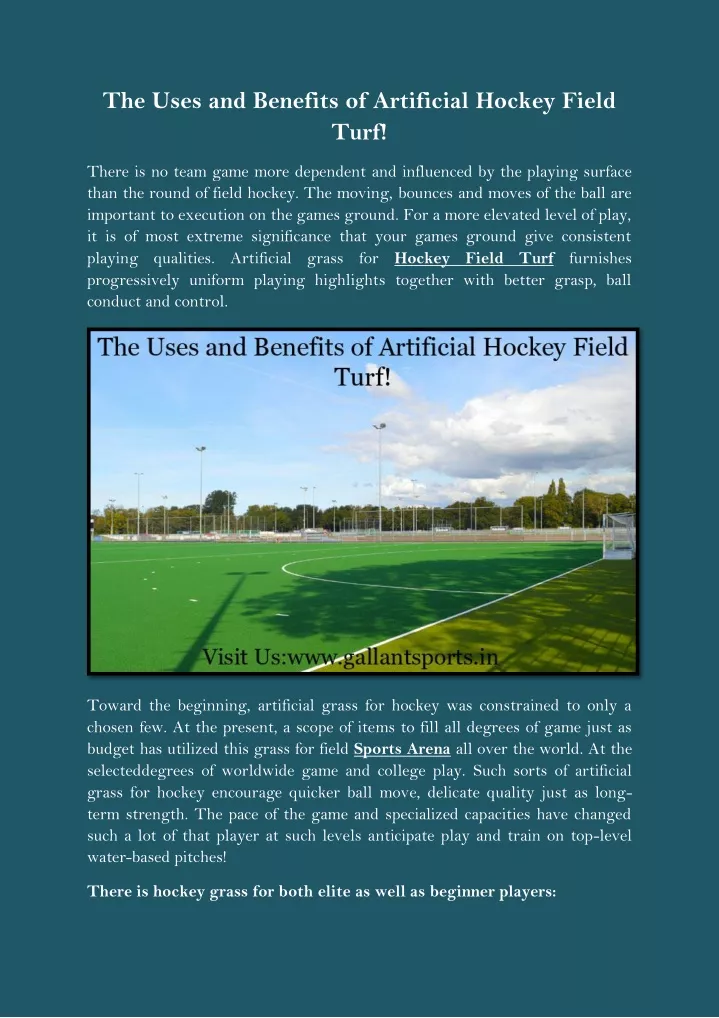 the uses and benefits of artificial hockey field