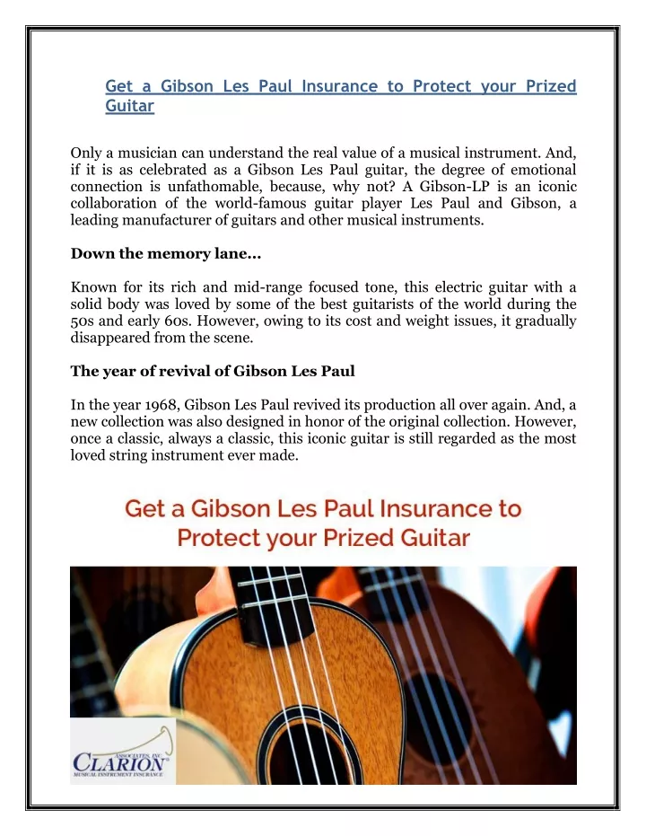 get a gibson les paul insurance to protect your