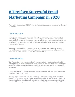 8 Tips for a Successful Email Marketing Campaign in 2020