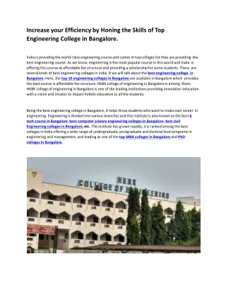 How to find the best Engineering college in Bangalore with affordable fees.