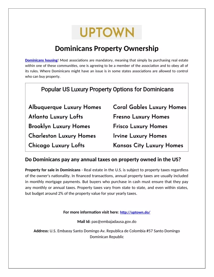 dominicans property ownership