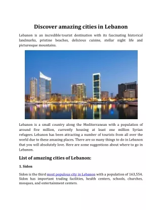 Discover amazing cities in Lebanon