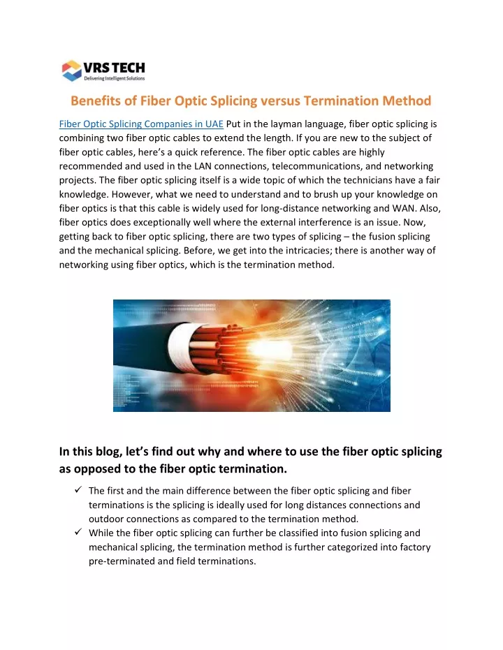 benefits of fiber optic splicing versus