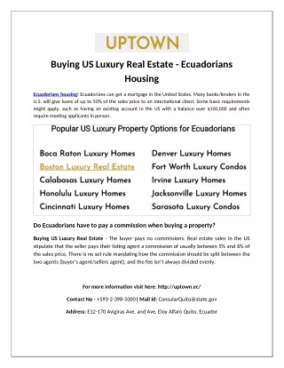 Buying US Luxury Real Estate - Ecuadorians Housing
