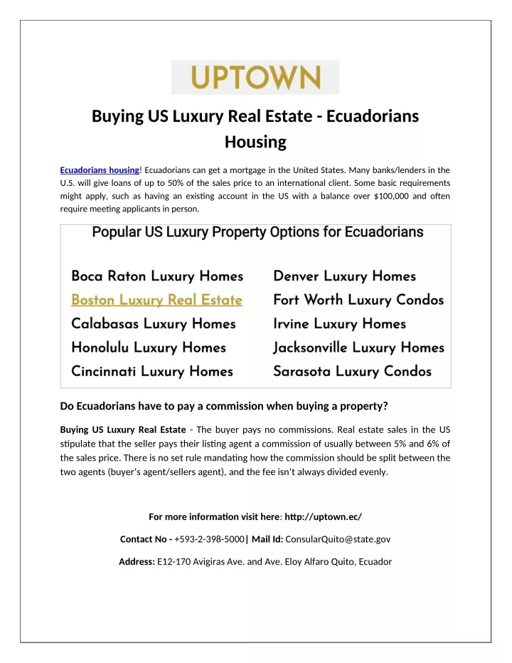buying us luxury real estate ecuadorians housing