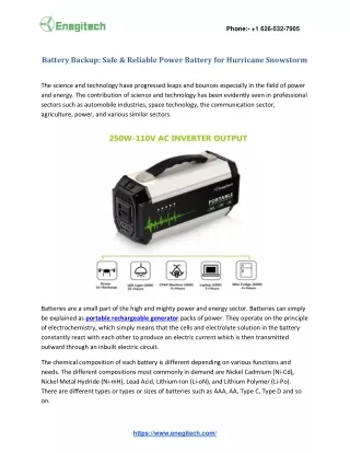 Battery Backup: Safe & Reliable Power Battery for Hurricane Snowstorm