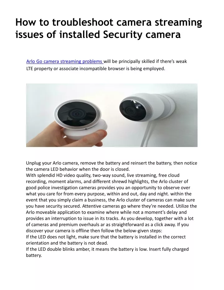 how to troubleshoot camera streaming issues of installed security camera