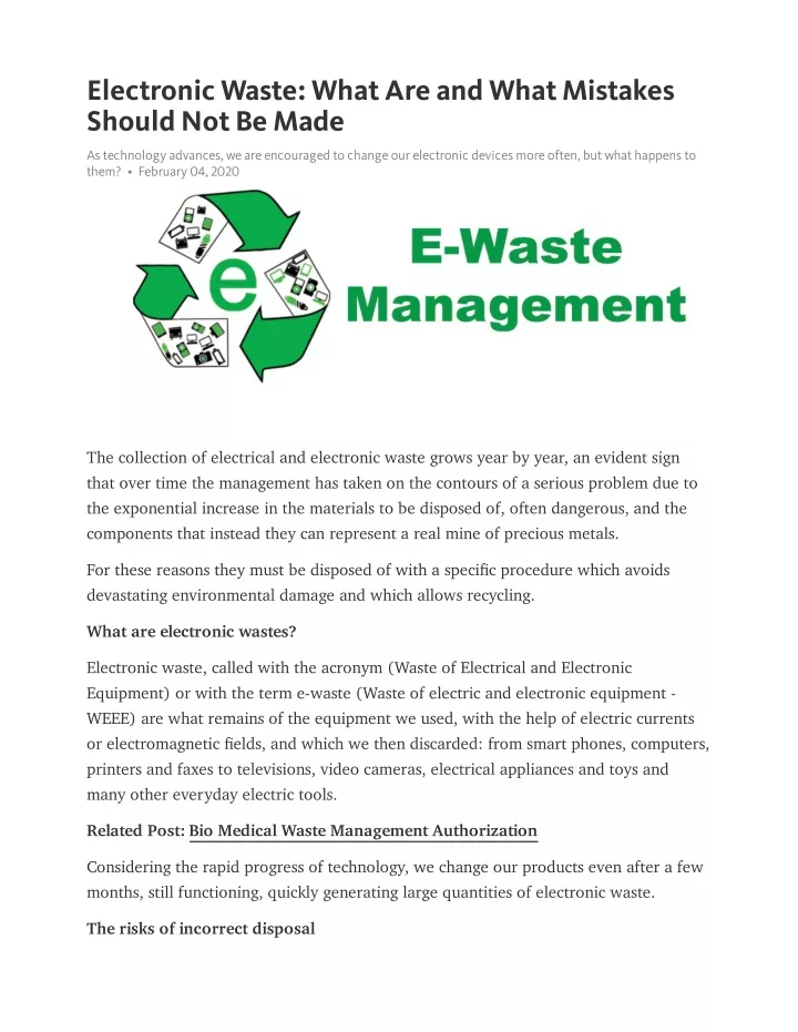 electronic waste what are and what mistakes