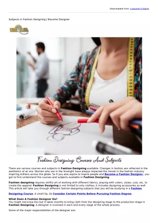 Subjects in Fashion Designing | Become Fashion Designer