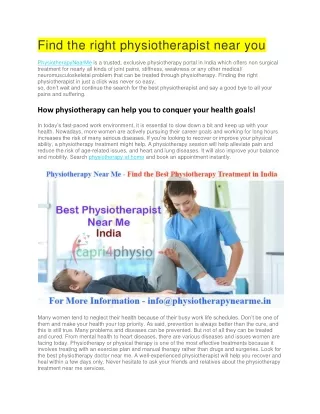 physiotherapy near me | physiotherapy clinic near me | Home Physiotherapy