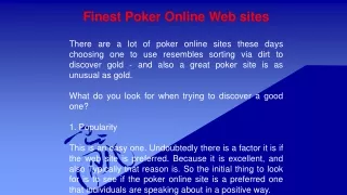 Finest Poker Online Web sites