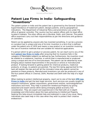 Patent Law Firms in India- Safeguarding “Inventions”