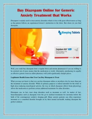 Buy Diazepam Online for Generic Anxiety Treatment that Works