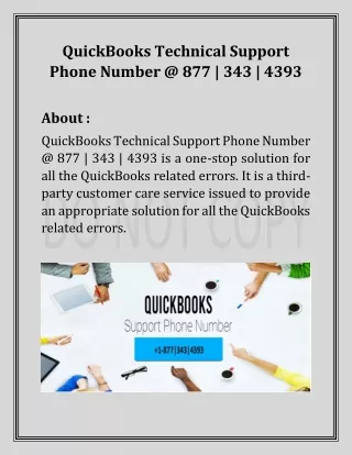 QuickBooks Technical Support Phone Number @ 877 | 343 | 4393 is a one-stop solution for all the QuickBooks related error