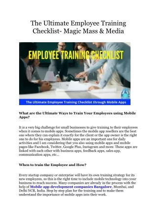 The Ultimate Employee Training Guide- Magic Mass & Media