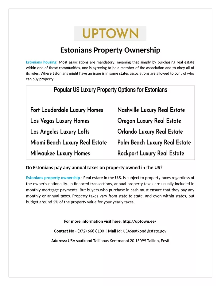 estonians property ownership