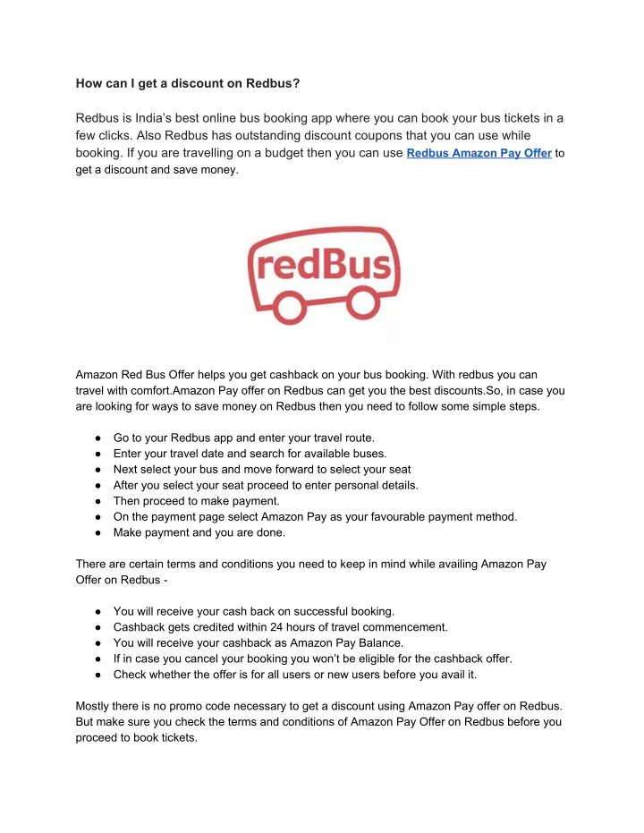 how can i get a discount on redbus redbus