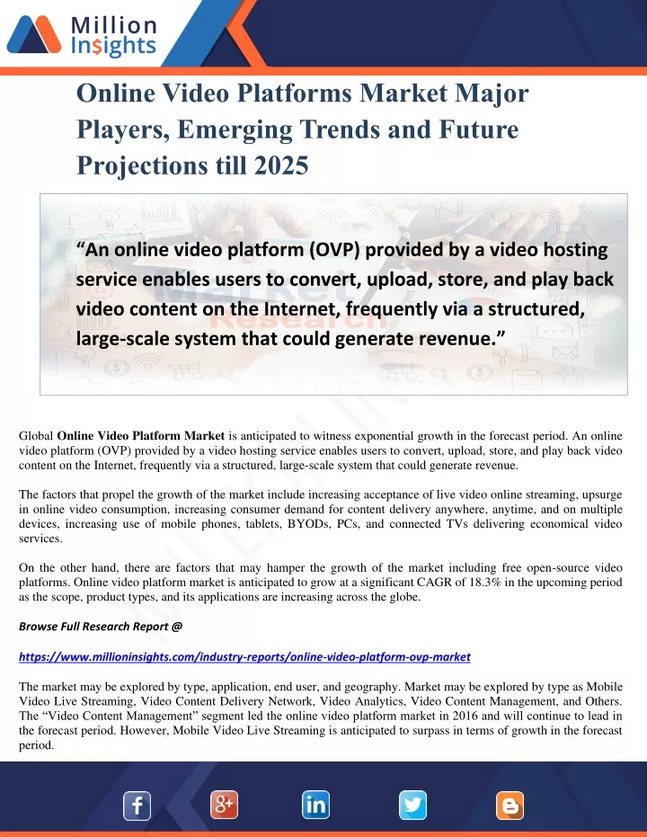 online video platforms market major players