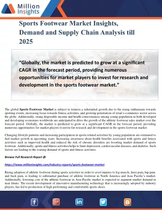 Sports Footwear Market Insights, Demand and Supply Chain Analysis till 2025