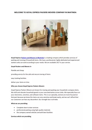 Experience The Modest Packing Moving Service With Goyal Express Packers Movers