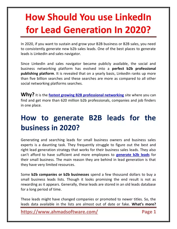 how should you use linkedin for lead generation