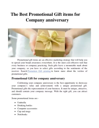 The Best Promotional Gift items for Company anniversary