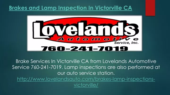 brakes and lamp inspection in victorville ca