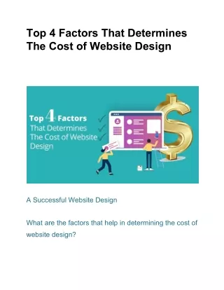 Top 4 Factors That Determines The Cost of Website Design