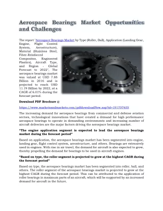 Aerospace Bearings Market Opportunities and Challenges