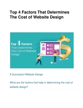 Top 4 Factors That Determines The Cost of Website Design