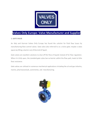 Cast Steel Gate Valve Manufacturer In Germany - Valves Only Europe