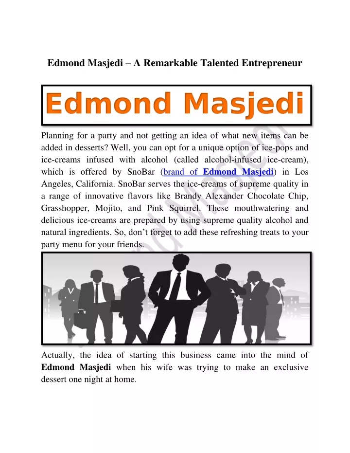 edmond masjedi a remarkable talented entrepreneur
