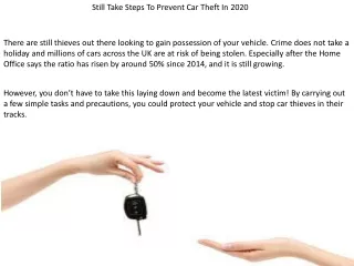 Still Take Steps To Prevent Car Theft In 2020
