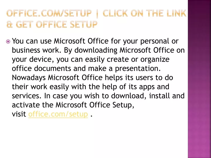 office com setup click on the link get office setup