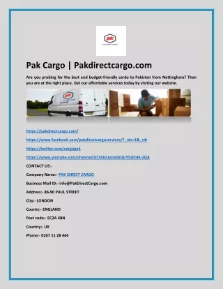 Pak Cargo | Pakdirectcargo.com