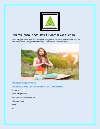 Pyramid Yoga School Bali | Pyramid Yoga School