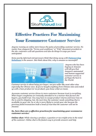Effective Practices For Maximizing Your Ecommerce Customer Service